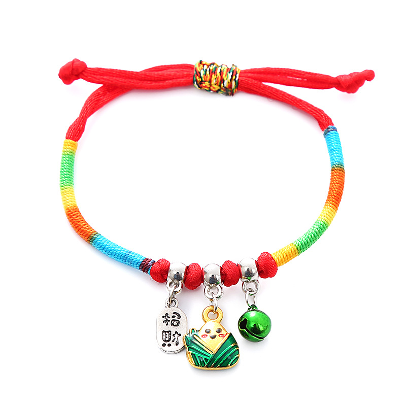 Dragon Boat Festival Zongzi Bracelet Handmade Weaving Ethnic Style Red Rope Colorful Braided Rope Alloy Rabbit Carrying Strap Small Gift Wholesale