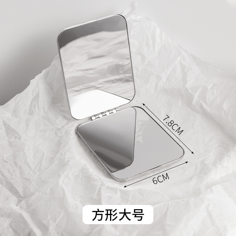 Ins Style Small Mirror Women's Portable Portable Folding Double-Sided Stainless Steel Makeup Mirror Student Mini Makeup Mirror