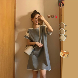 微胖遮肚子显瘦减龄连衣裙2021新款夏女卫衣休闲t恤裙宽松4537图片