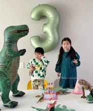 ins橄榄绿40寸数字铝膜气球 抹茶色气球儿童生日派对场景装饰布置