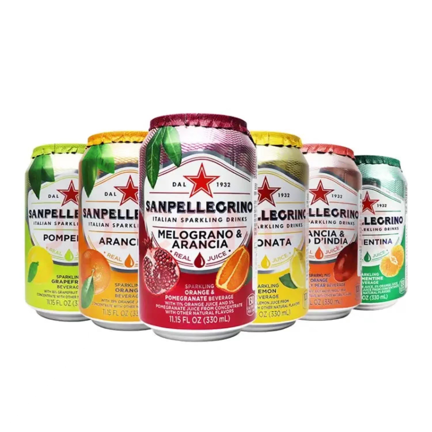 意大利进口圣培露果汁330ml*24听柠檬甜橙柚子石榴多种口味饮料