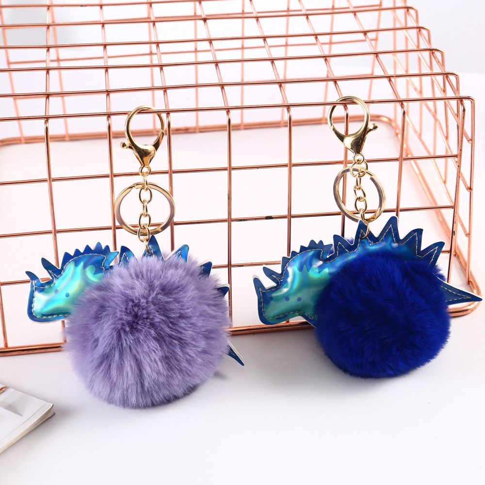 Imitation Rex Rabbit Pu Dinosaur Fur Ball Keychain Pendant Marine Dolphin Bag Cute Plush Bag Pendant