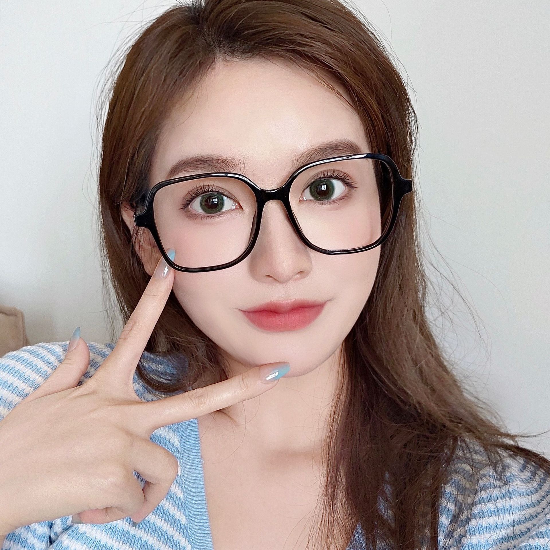 tr90防蓝光眼镜学生素颜看手机护眼平光镜小红书复古大脸镜架3008