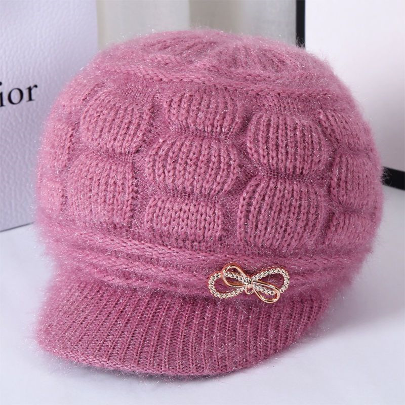 Autumn and Winter Middle-Aged and Elderly Popular Woolen Cap Fleece-Lined Thickened All-Matching Warm Bucket Hat Mother, Grandma and Mother-in-Law Knitted Hat