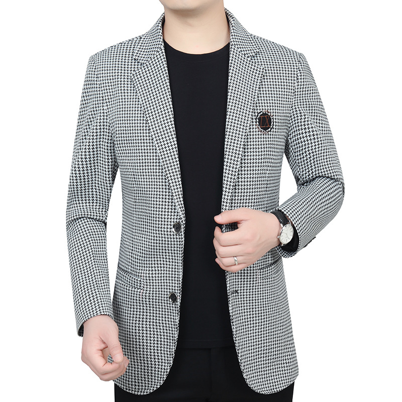 春秋季休闲西服男士40岁50中年爸装外套上衣修身2024新款时尚西装