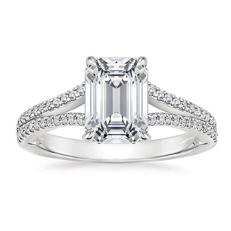 越恩新款2克拉长方形莫桑石戒指欧美热销925银镀18k金镶高碳钻戒