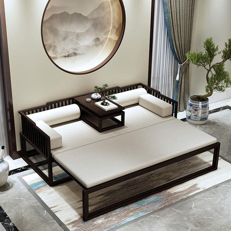 新中式老榆木免漆罗汉床罗汉榻美人榻现代简约小户型茶具摆桌