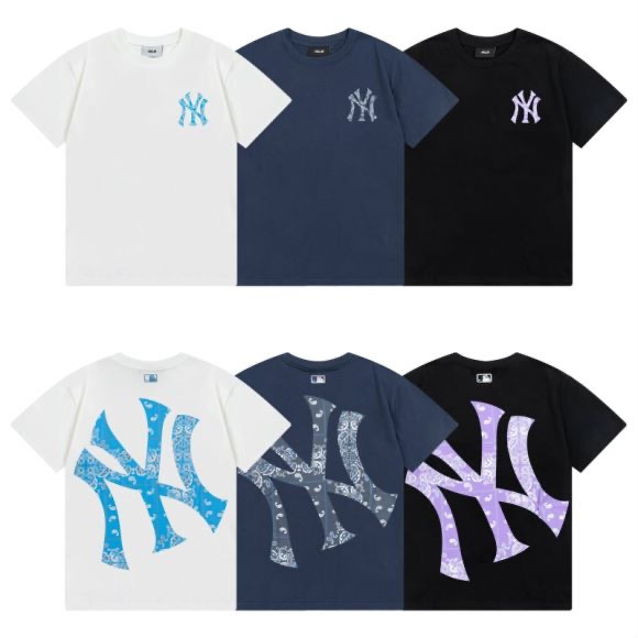 正确版潮牌mlb24s新款背后老花大标印花刺绣棉男女同款短袖代发批