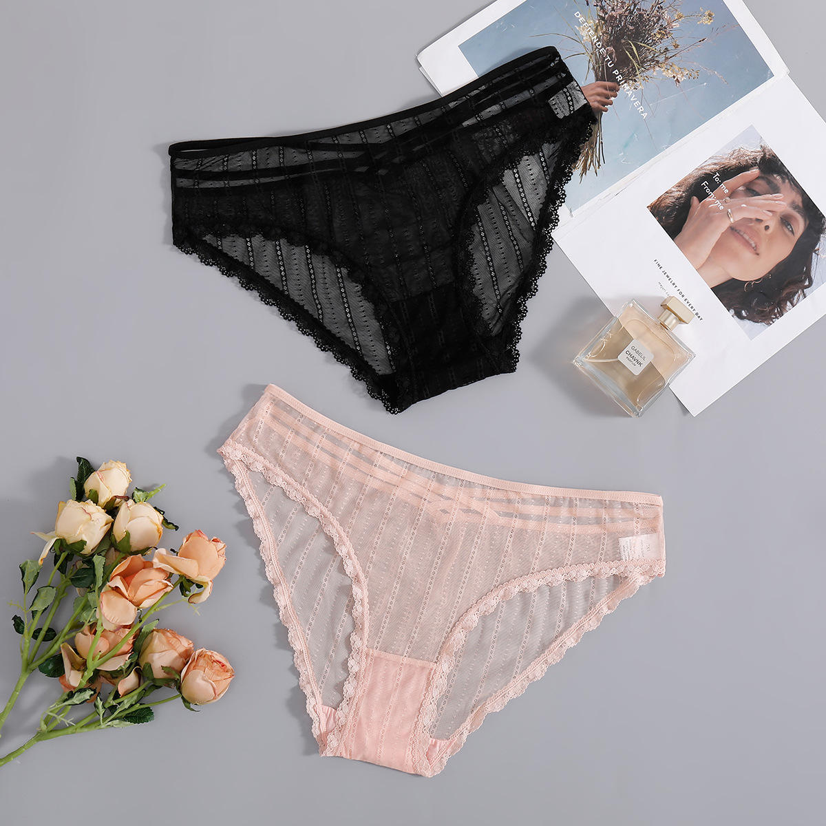 情趣内衣女 性感丁字裤欧美透明透视蕾丝性感内裤女