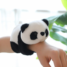 可爱黑白熊猫公仔毛绒玩具啪啪圈手腕趴熊猫魔术尺手环儿童小礼品