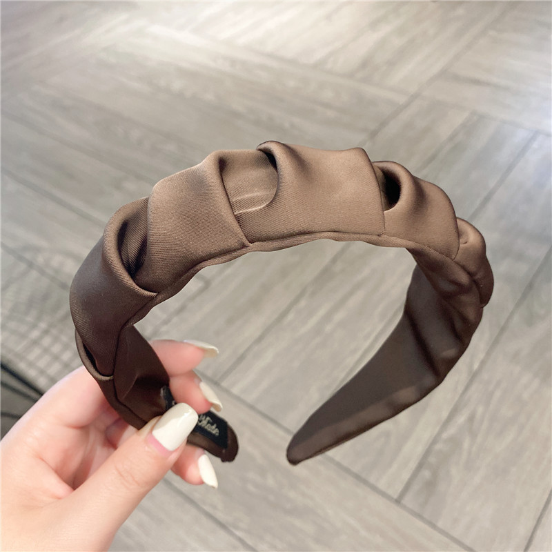 Korean Style Simple New Pleated Fabric Wide Brim Hair Pressing Headband Outdoor All-Matching Headband Hairpin Sweet Temperament Girl