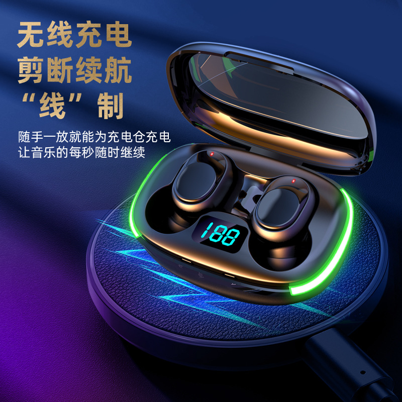 Cross-Border Private Model Y70 Wireless Charger Bluetooth Headset with Digital Display LED Ambient Light Bluetooth 5.1 Mini in-Ear Y80