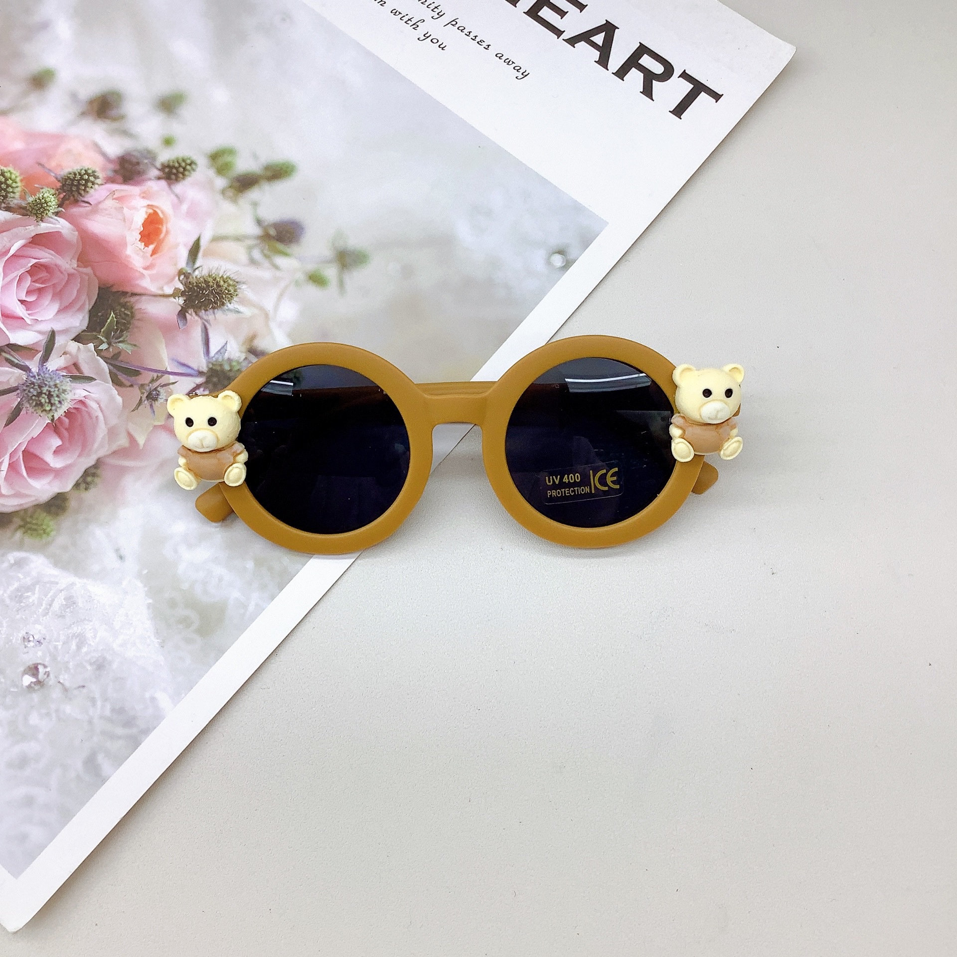 DIY Cute Kids Sunglasses Fashion Boys and Girls Bear Baby Sunglasses Sun Protection Sun Shade UV Protection Sunglasses