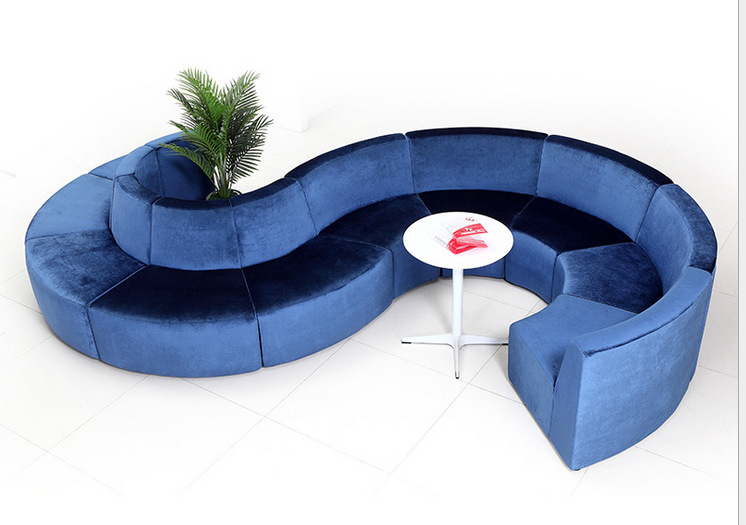 创意s性组合弧形半圆形布艺沙发酒店大厅学校大厅组合异形沙发