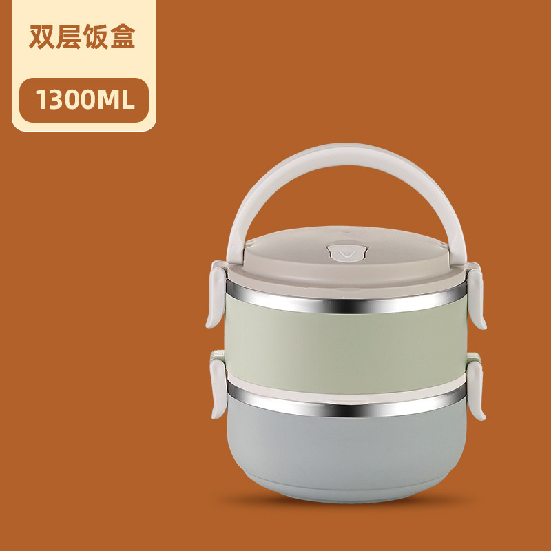 Stainless Steel Lunch Box Thermal Insulation Meal Box with Lid Office Worker Large Capacity Bento Box round Portable Compartment Portable Pan Three Layers