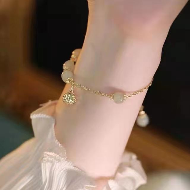 Design Imitation Hetian Yu Bell Bracelet High Sense Personality New Female Han Costume Light Luxury Bracelet with Bell