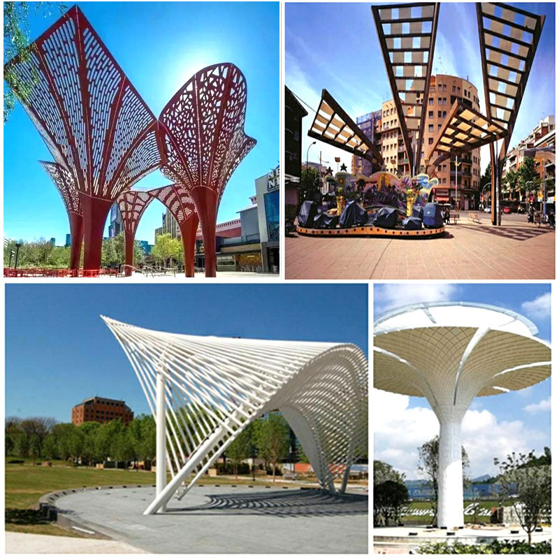 大型不锈钢廊架厂家户外钢结构廊架雕塑广场室外景区园林景观雕塑