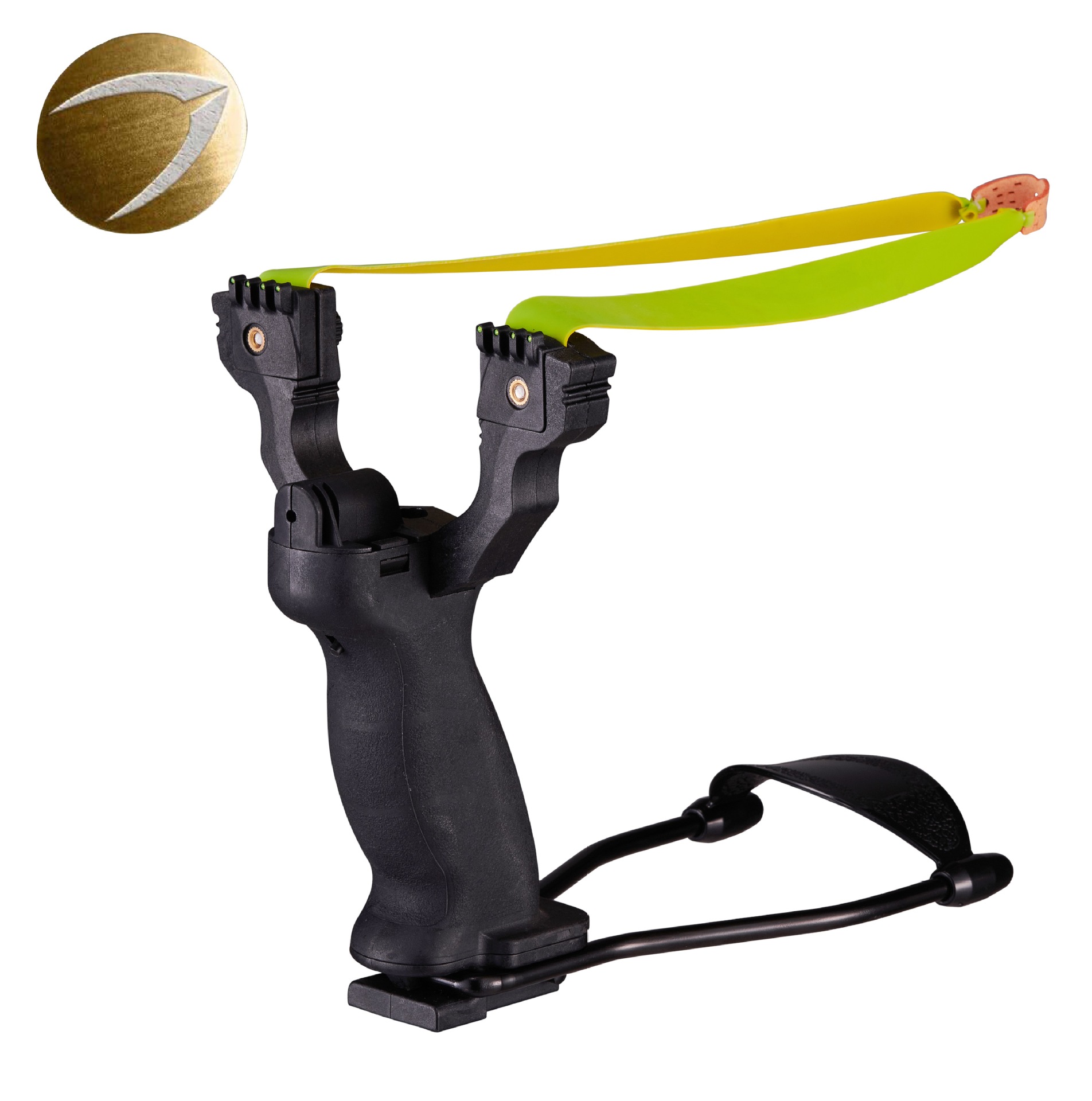 激光瞄准乳胶管皮筋弹弓 锌合金户外射击捕鱼弹弓批发