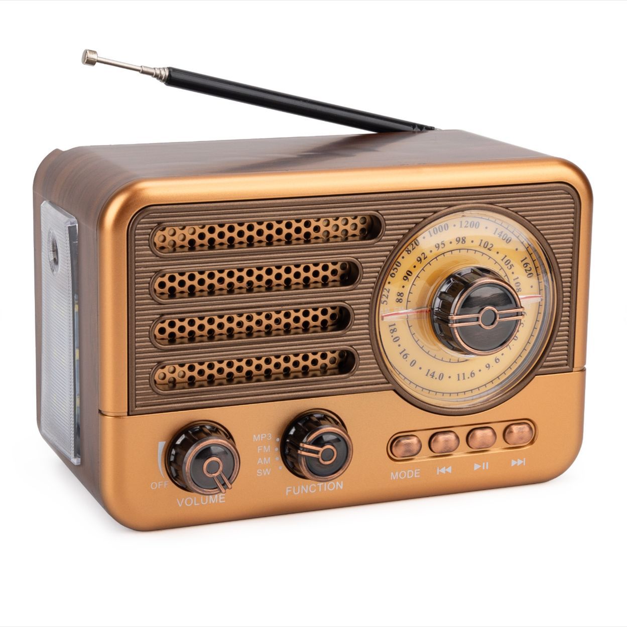 跨境新款多波段复古怀旧蓝牙收音机外贸便携照明多功能插卡小音响