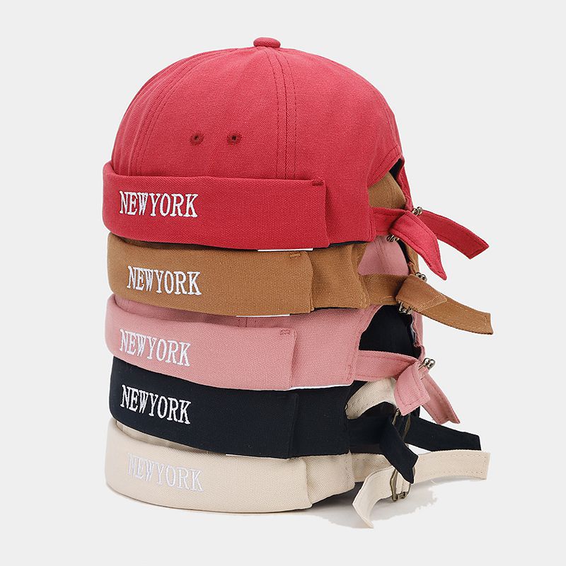 韩版新款new york字母刺绣瓜皮帽时尚嘻哈舞台表演帽子无檐地主帽