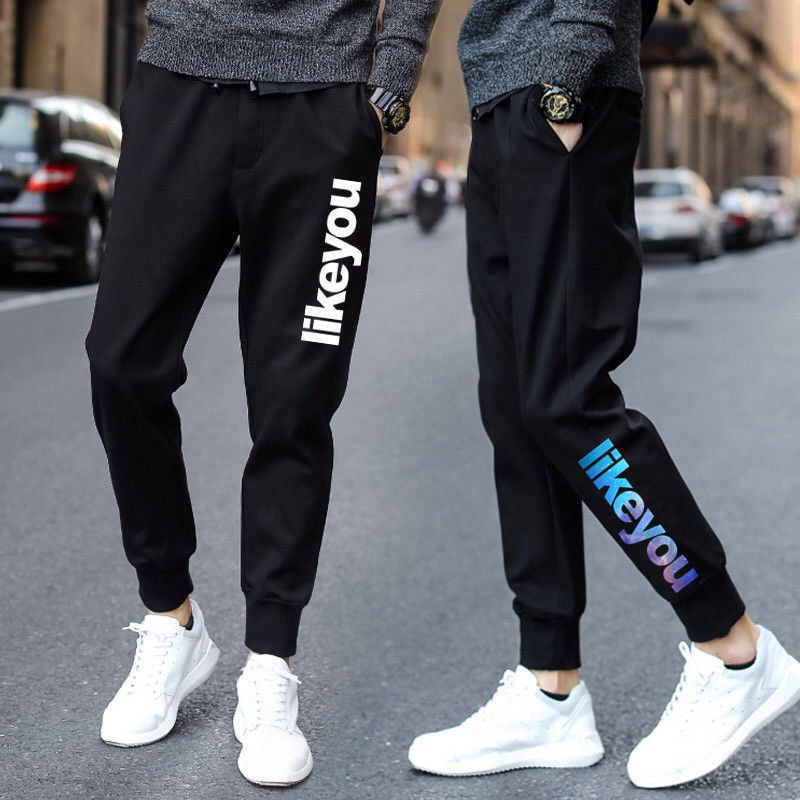   Factory Wholesale Korean Style Trendy Slim Fit Couple Sports Pants Ankle-Tied oose Versatile Casual Pants for Primary and Secondary School Students Men
