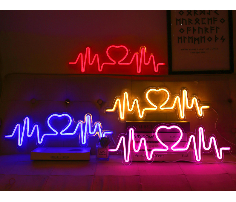 ins新款led霓虹灯来电爱心造型灯卧室摆件网红装饰小夜灯厂家批发