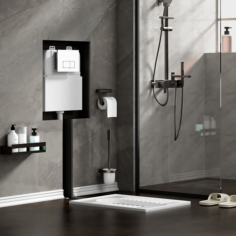 批发卫生间暗装水箱入墙式手按嵌入式蹲便器公共厕所埋墙隐藏蹲坑