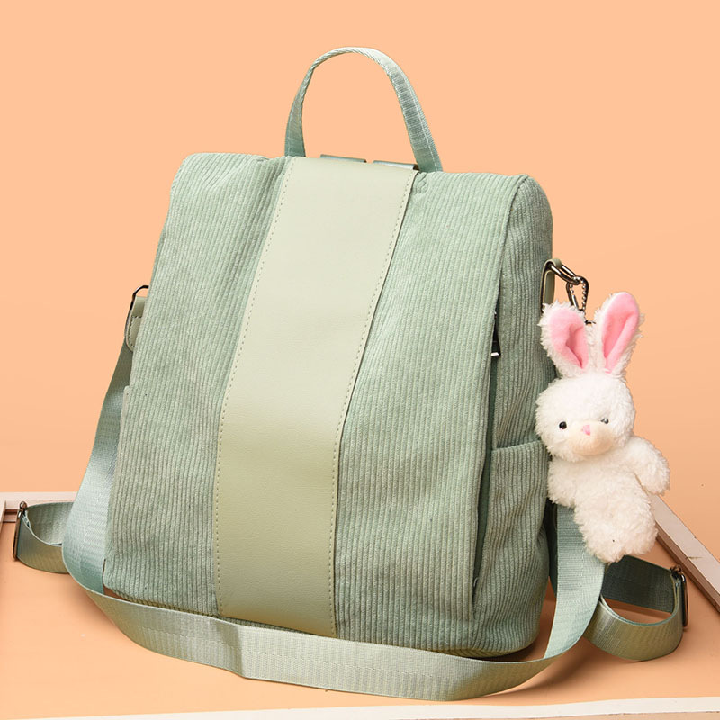 New Anti-Theft Package Women's Corduroy Simple Student Bag Japanese Trendy Large Capacity Casual Backpack Factory Wholesale