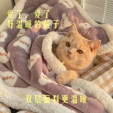 猫咪专用毛毯加厚双层毯子狗狗睡觉小毯子宠物垫子冬季保暖睡垫子