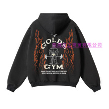 狼头健身秋冬款GOLD GYM系列重磅毛圈连帽卫衣健身男士大码
