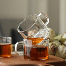 加厚耐热透明带把玻璃茶杯功夫茶具品茗茶杯直把小把杯 厂家批发