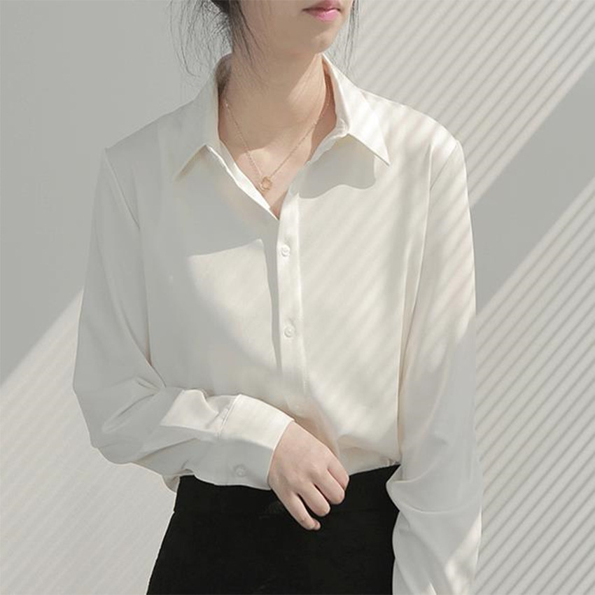 白色衬衫女长小翻领