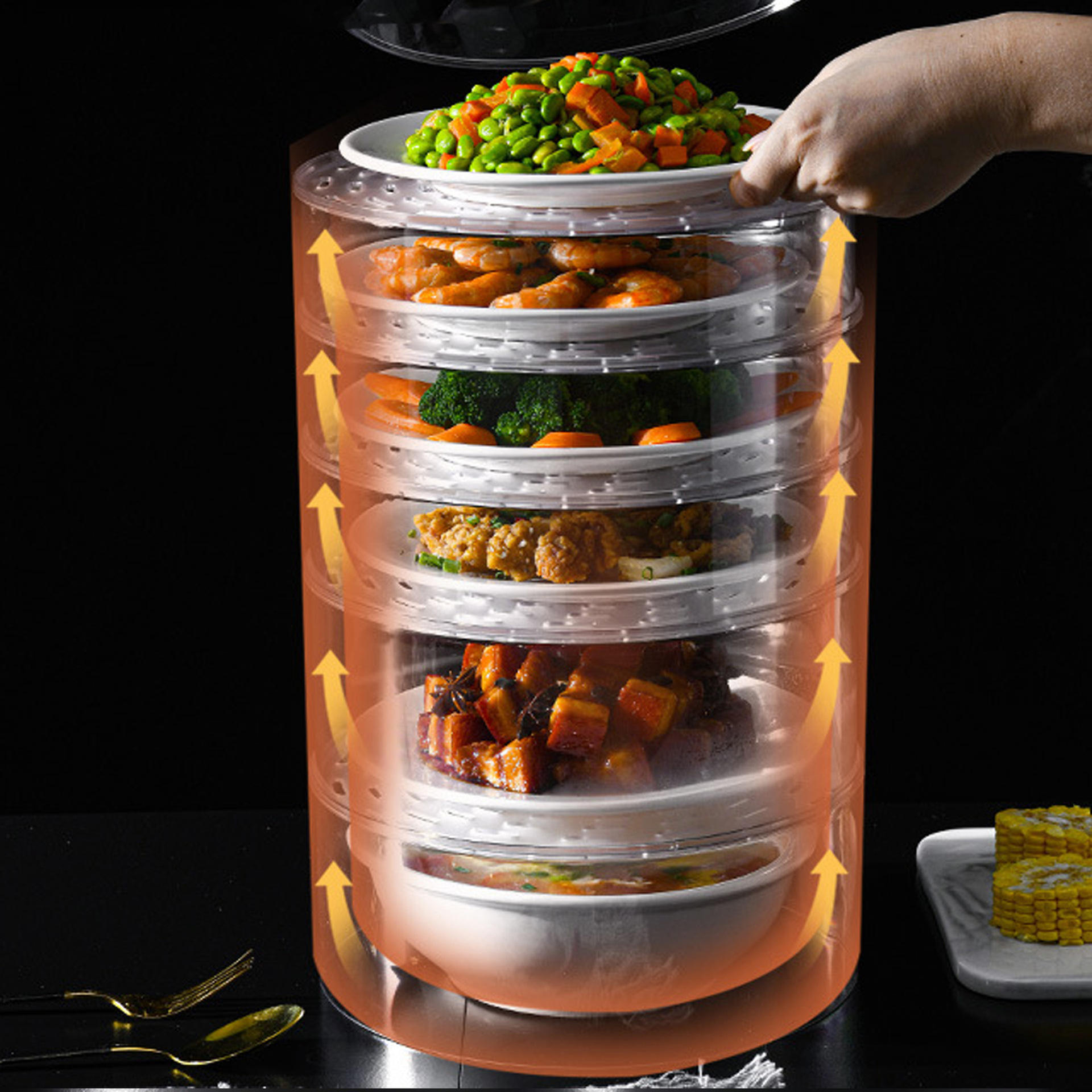 厂家批发可叠加透明食物罩新款多功能防蚊防尘菜罩子塑料保温菜罩