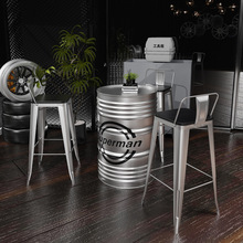 工业风酒吧健身房休息区桌椅组合创意咖啡奶茶店美式高脚油桶卡座