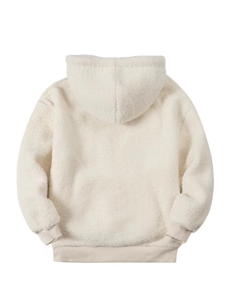 Sweater Customization Processing Autumn and Winter New Embroidery Velvet Thick Hooded Cashmere Hoodie Clothing Factory Direct Sales