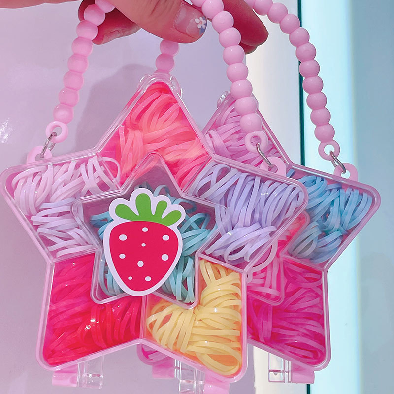 Candy-Colored Hair Tie Cute Girl Heart Pink Bag Disposable Hair Rope Hair Rubber Band Children Hair Accessories