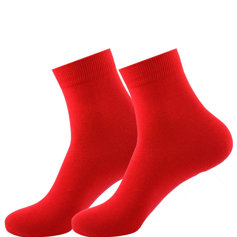 Red Socks Natal Year Socks Middle Tube Cotton Socks Fu Character Large Red Socks Men and Women Couple Red Socks Rabbit Year Wholesale