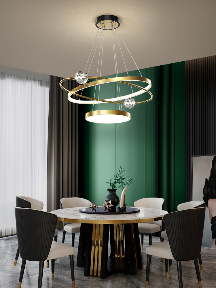 餐厅吊灯现代轻奢水晶圆形饭厅灯温馨浪漫创意餐桌灯简约北欧灯具