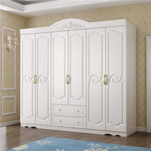 衣柜家用卧室简约现代经济型出租房木质组装柜子白色五六门大衣橱