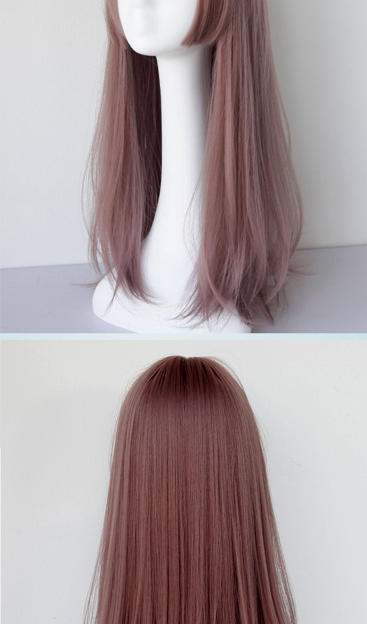 颜色白金色,银白色,粉色,蓝绿色,薄藤色假发发型长直发齐刘海货号h