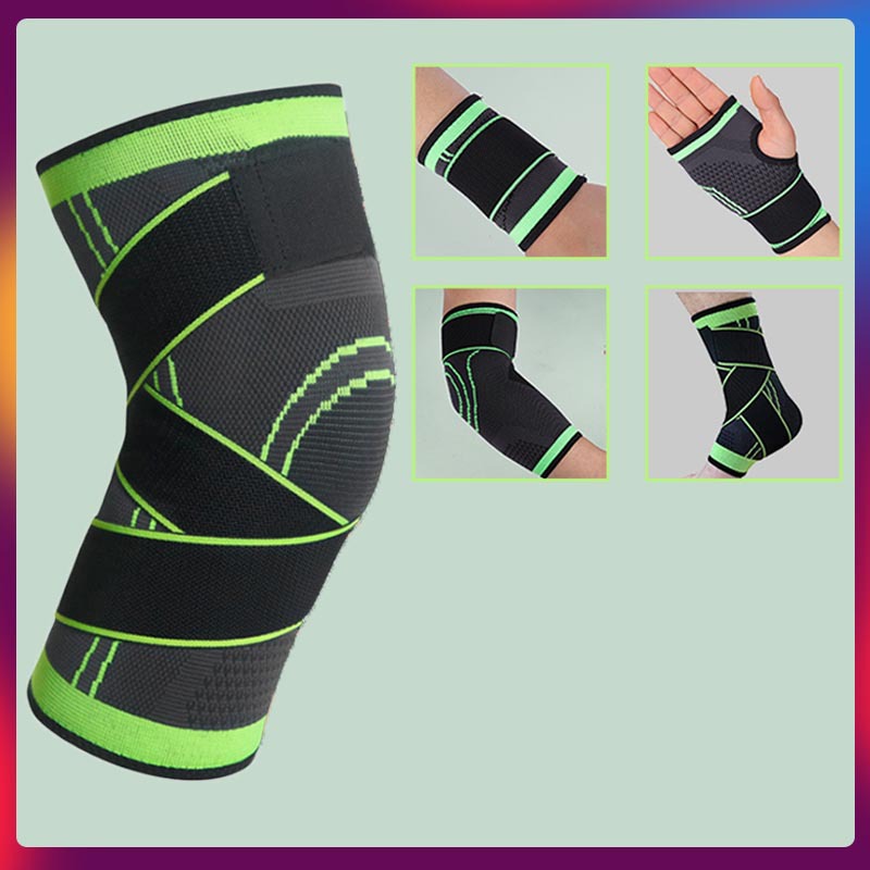 跨境护膝护肘全套绑带加压夏季跑步篮球护腕护踝运动装备尼龙针织