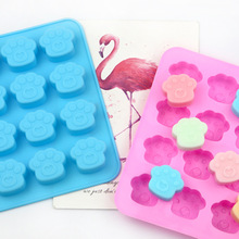 明昊16连卡通小猫爪熊掌硅胶皂模 冷制皂模具 硅胶巧克力烘培模