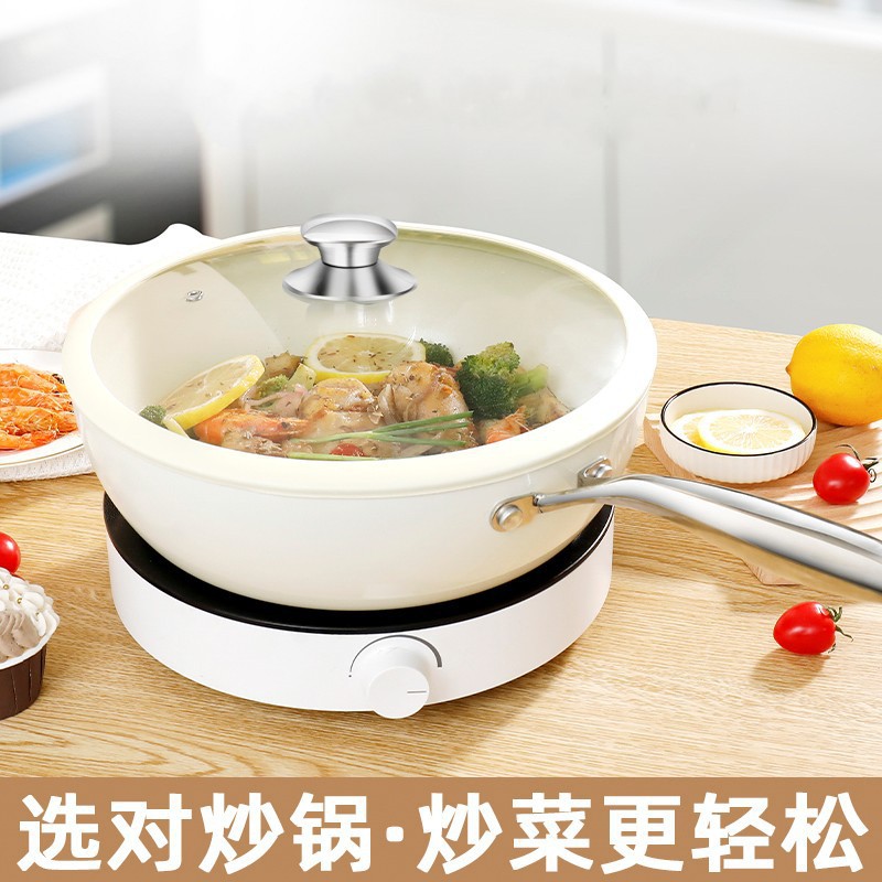 ceramic non-stick frying pan household flat frying pan gas stove gas induction cooker special braising frying pan wholesale