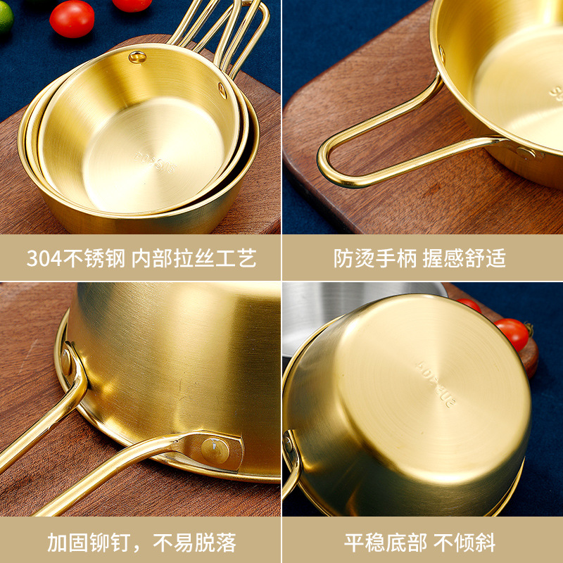 304 Stainless Steel Rice Wine Bowl Golden Tape Handle Korean Restaurant Yellow Wine Dedicated Bowl Snack Sauce Dipping Seasoning Bowl