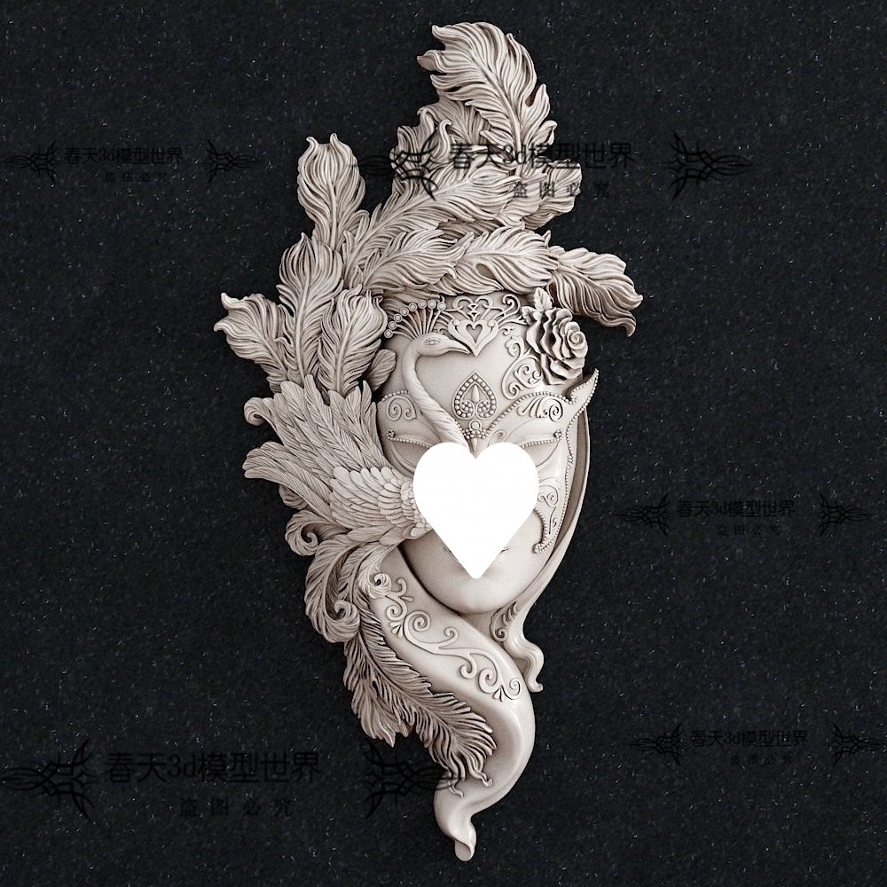 淑女美女女人孔雀羽毛3d模型stl深浮雕精雕p三维立体图obj