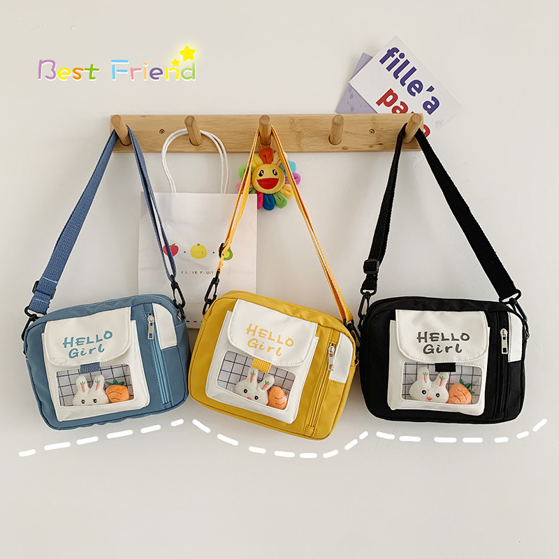 Canvas Bag Female Messenger Bag Ins Style Japanese Style Fresh Primary and Secondary School Students Cute Shoulder Bag Transparent Jelly Pack