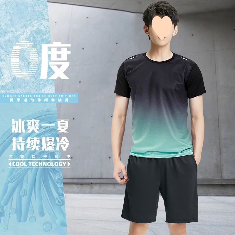 运动服套装男士夏季速干衣跑步短袖晨跑户外篮球休闲健身训练短裤