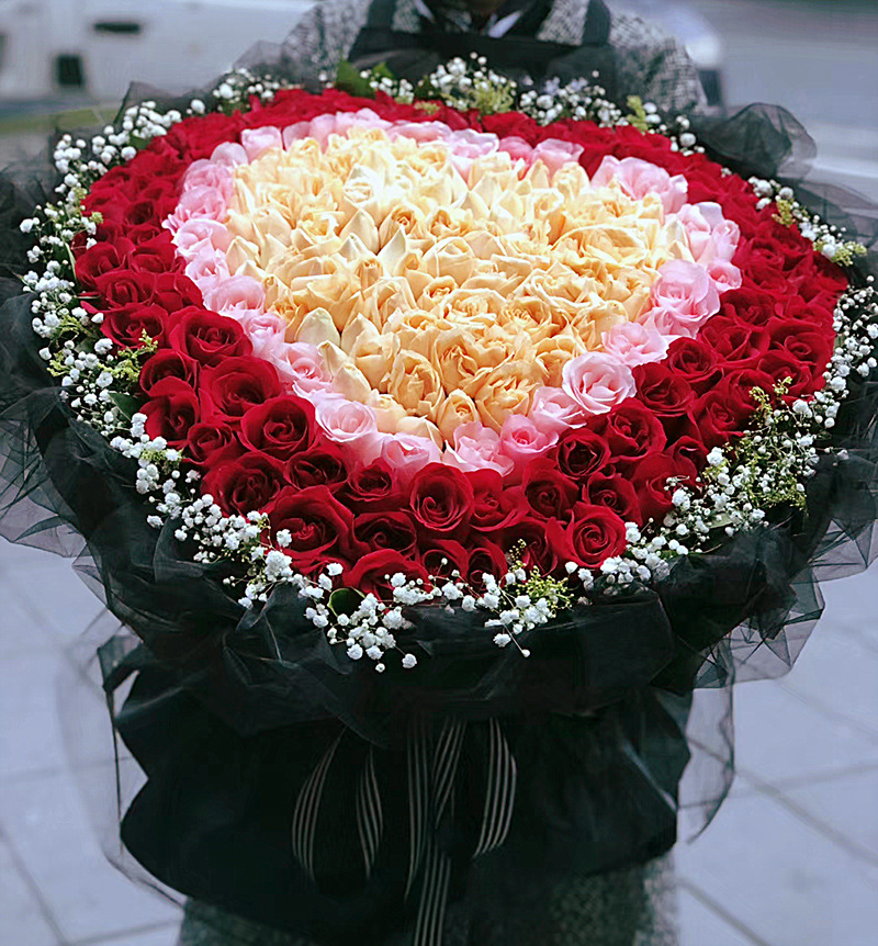 生日祝福99朵玫瑰花束重庆鲜花店同城速递万州合川江津永川送花