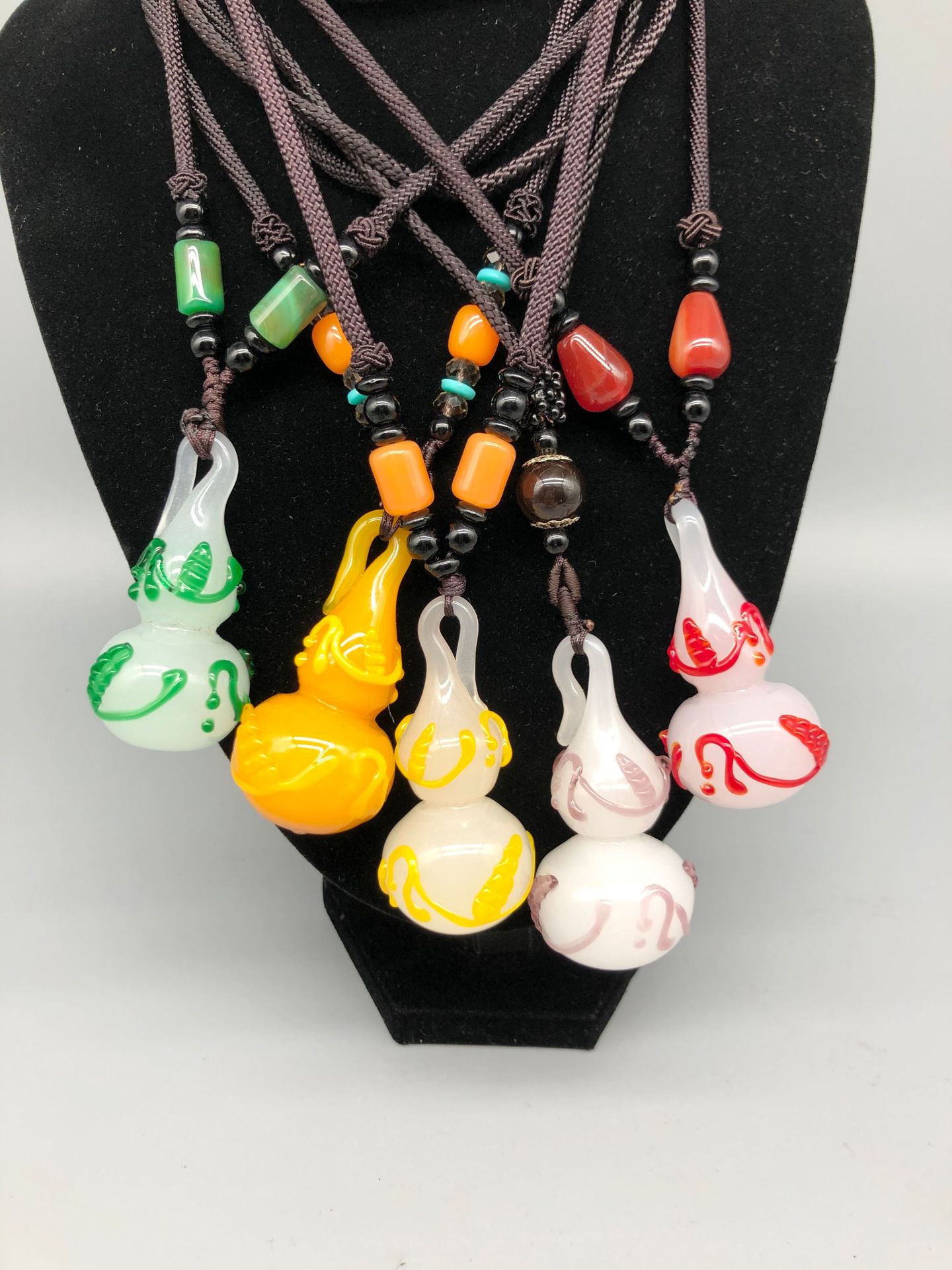 纯手工琉璃鸡油黄葫芦吊坠项链男女福禄葫芦毛衣链挂件吊坠