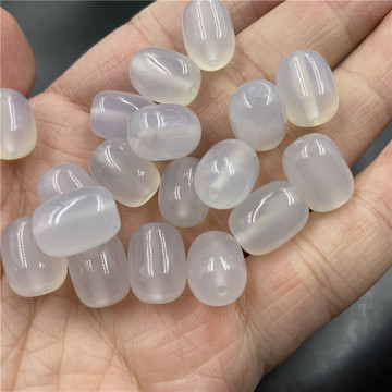 万玉批发 diy饰品配件冰白色玛瑙桶珠散珠 白玉髓筒珠长珠散批